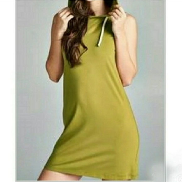 Dresses & Skirts - Green Sleeveless Hoodie Dress